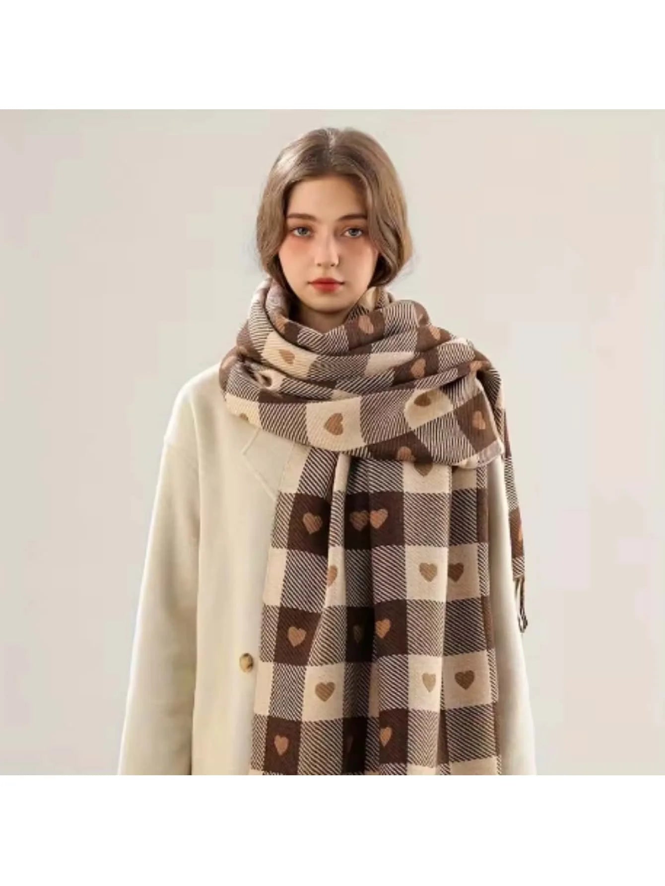 Ultra-Soft Checkered Winter Scarf Shawl for Cozy Warmth