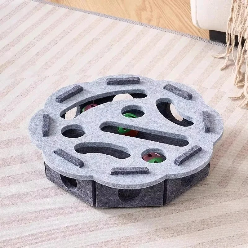 Felt Interactive Cat Puzzle Box - Stimulating Puzzle Toy for Cats