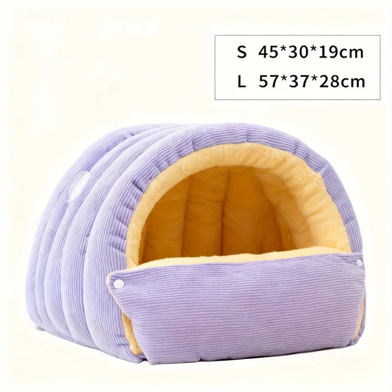 Cozy Arctic Fleece Cat Cave Bed - Enclosed Warm Hideaway for Cats