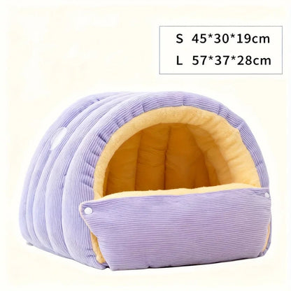 Cozy Arctic Fleece Cat Cave Bed - Enclosed Warm Hideaway for Cats