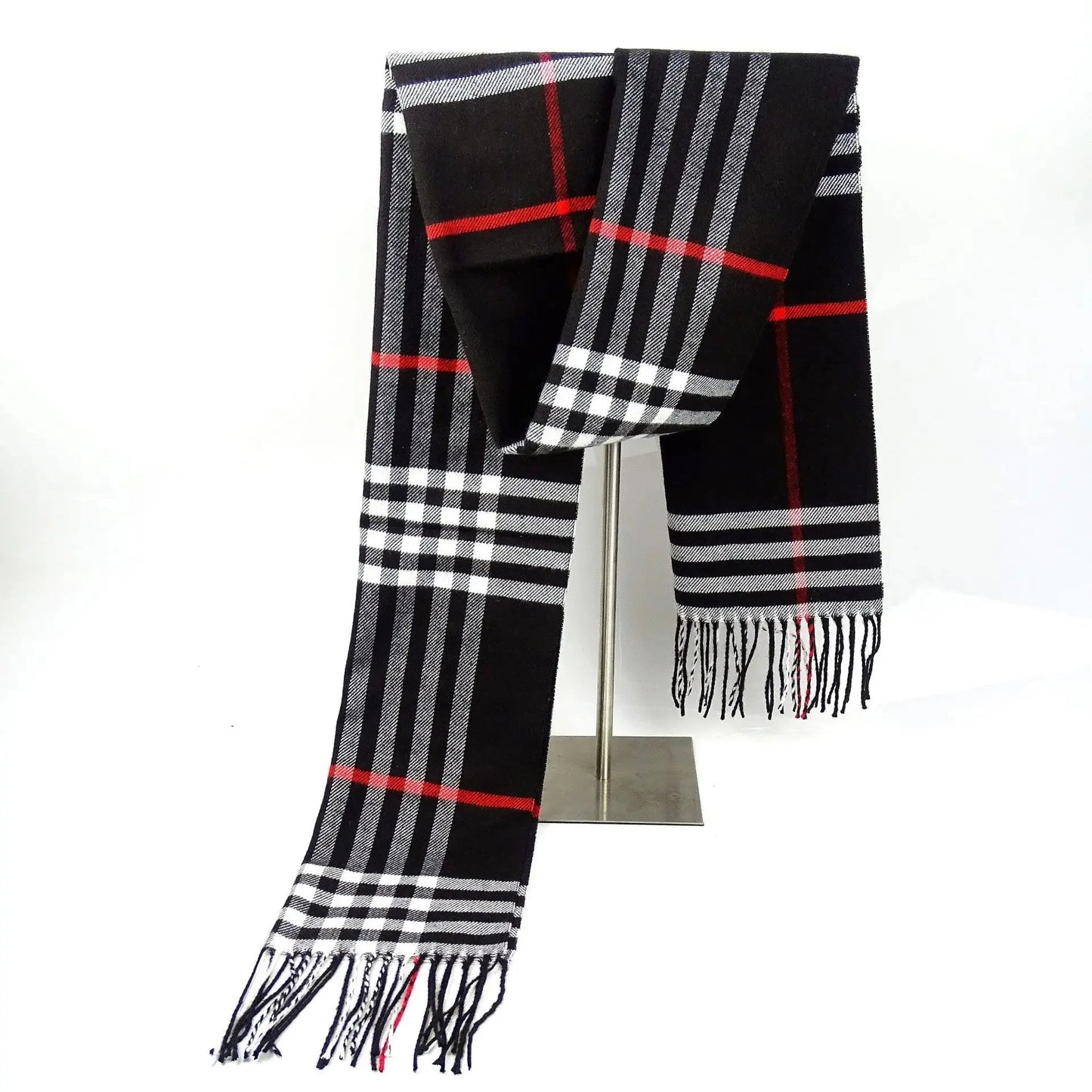 Cozy Plaid Cashmere-Feel Winter Scarf and Neck Warmer