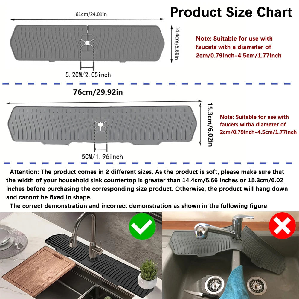 Premium Silicone Kitchen Sink Splash Guard - Keeps Counters Clean and Dry
