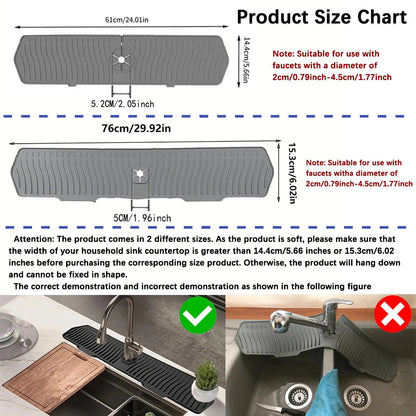 Premium Silicone Kitchen Sink Splash Guard - Keeps Counters Clean and Dry