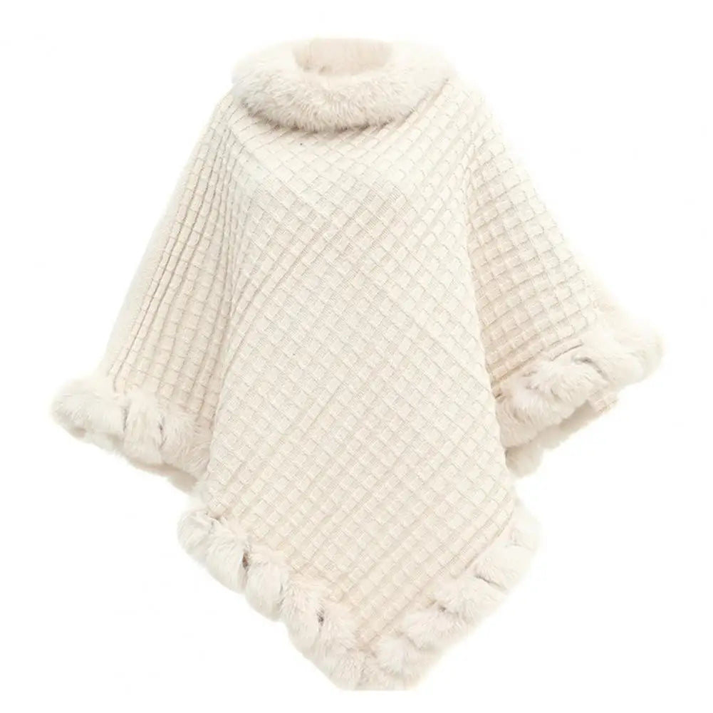Luxurious Faux Fur Shawl Cloak for Women