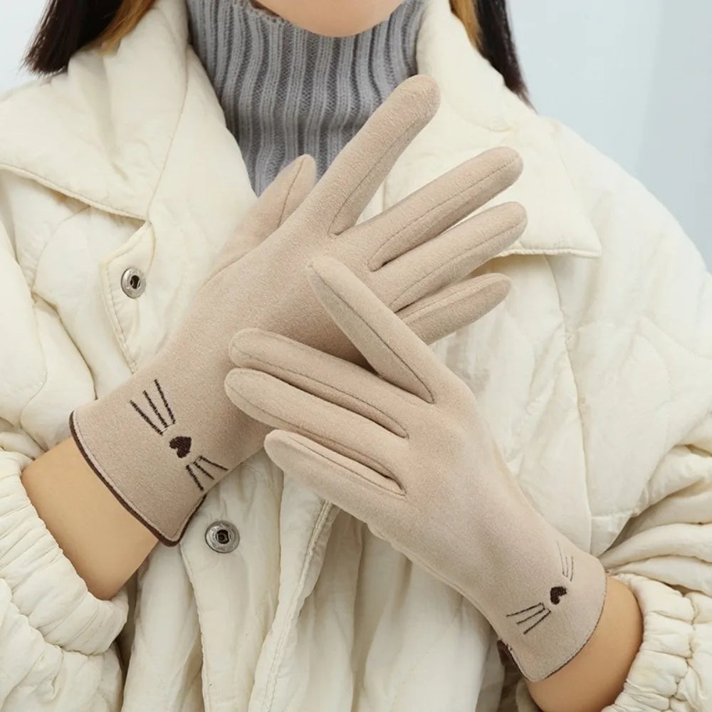 Cat-Themed Touchscreen Winter Gloves for Women – Warm, Cozy, and Phone-Friendly