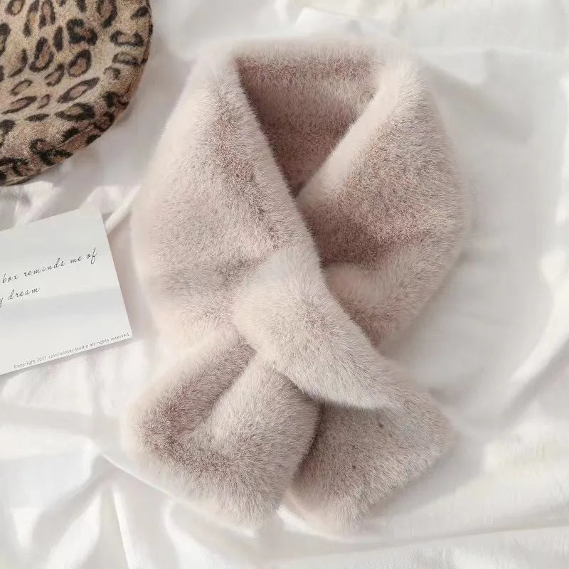 Luxurious Faux Fur Cross-Collar Neck Warmer - Cozy Winter Scarf