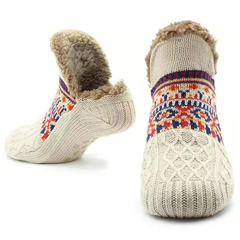 Cozy Knit Slipper Socks with Plush Fleece Lining