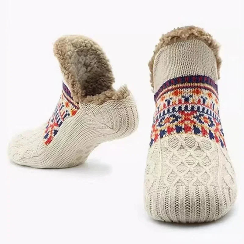 Cozy Snow-Pattern Winter Socks for Warmth