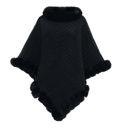 Luxurious Faux Fur Shawl Cloak for Women