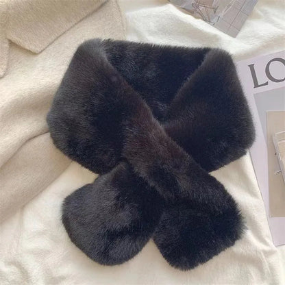 Luxurious Faux Fur Cross-Collar Neck Warmer - Cozy Winter Scarf