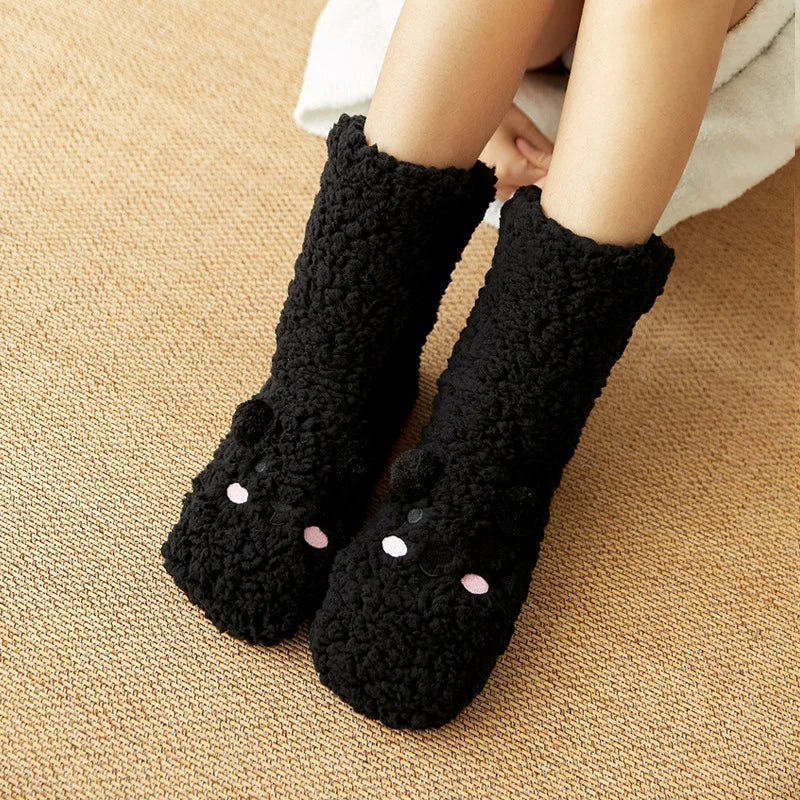 Cozy Kawaii Bear Fleece Socks for Warmth and Comfort