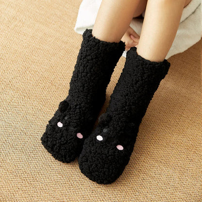 Cozy Kawaii Bear Fleece Socks for Warmth and Comfort