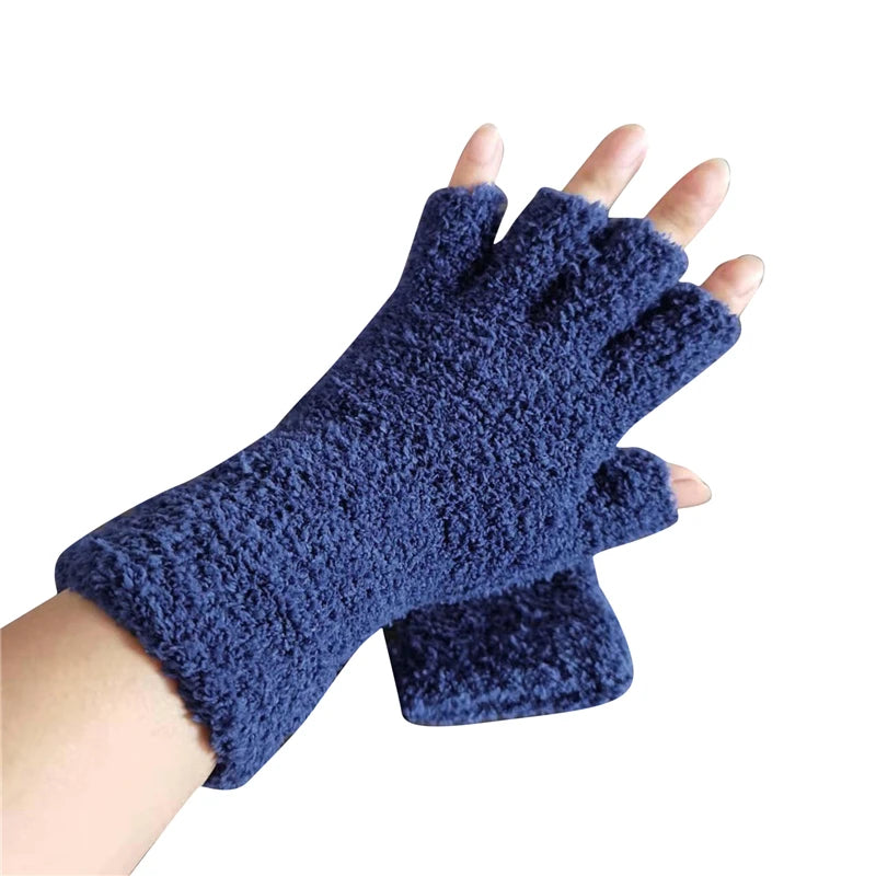 Cozy Winter Knit Half-Finger Gloves for Warmth and Flexibility
