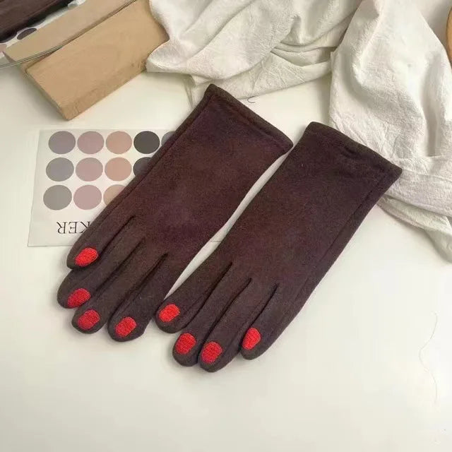 Stylish Touchscreen Winter Gloves with Nail-Polish Design