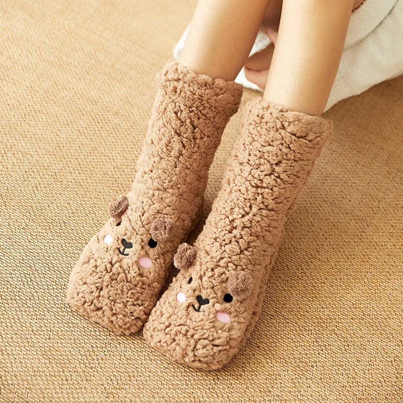Cozy Kawaii Bear Fleece Socks for Warmth and Comfort