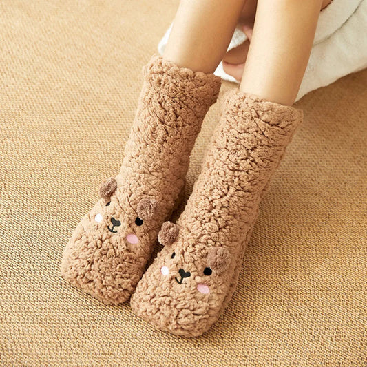 Cozy Kawaii Bear Fleece Socks for Warmth and Comfort