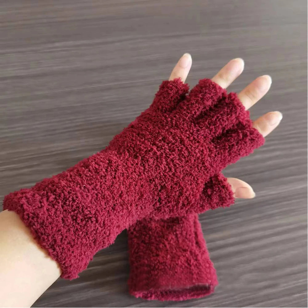 Cozy Winter Knit Half-Finger Gloves for Warmth and Flexibility