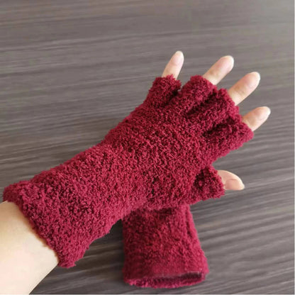 Cozy Winter Knit Half-Finger Gloves for Warmth and Flexibility