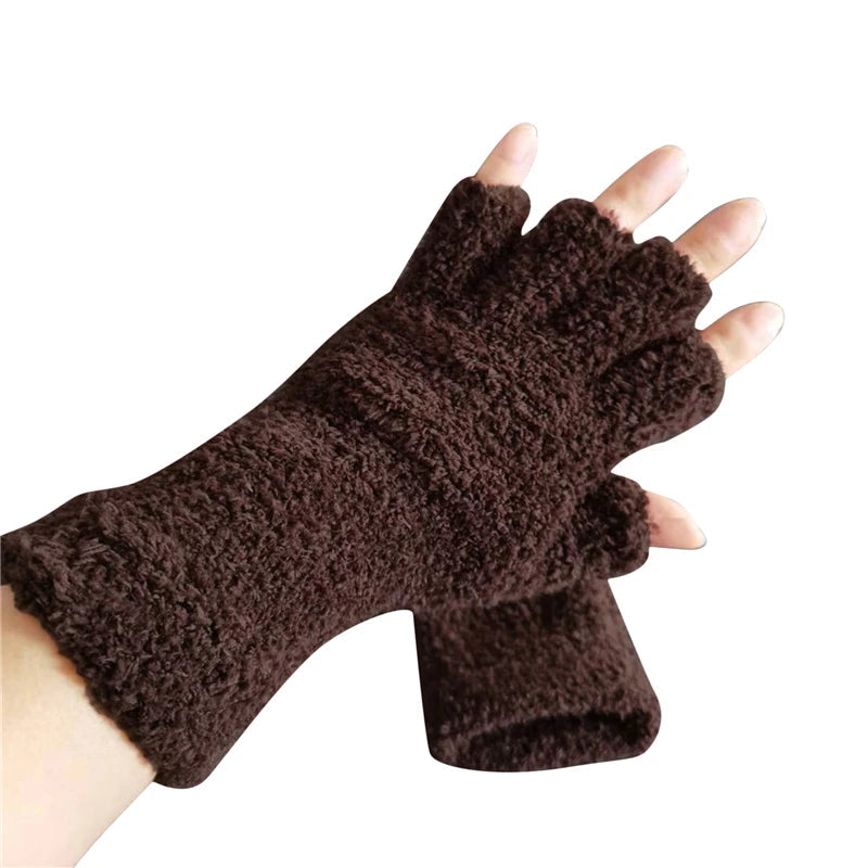 Cozy Winter Knit Half-Finger Gloves for Warmth and Flexibility