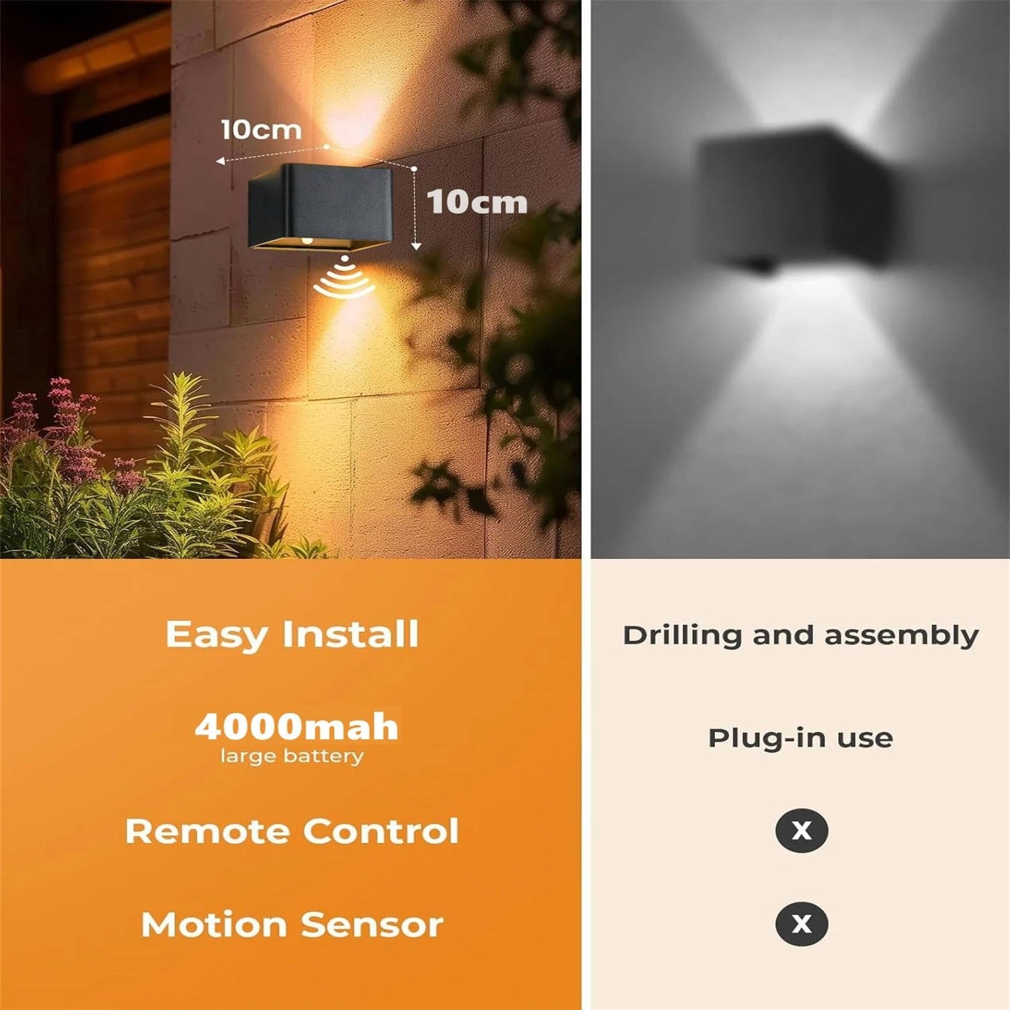 Motion-Sensing Indoor Wall Light with Remote Control