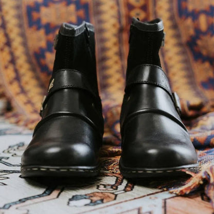 Classic Men's Vintage-Style Buckled Ankle Boots