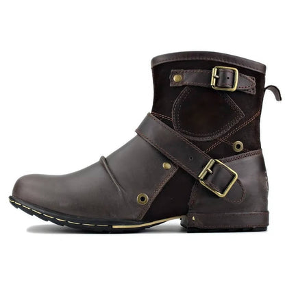Classic Men's Vintage-Style Buckled Ankle Boots