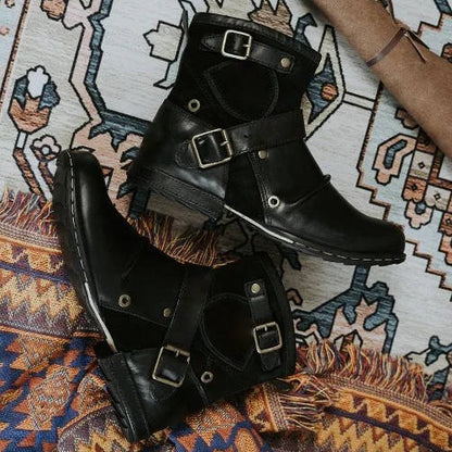 Classic Men's Vintage-Style Buckled Ankle Boots