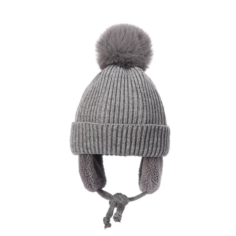 Cozy Kids' Knit Beanie with Earflaps - Warm Winter Hat