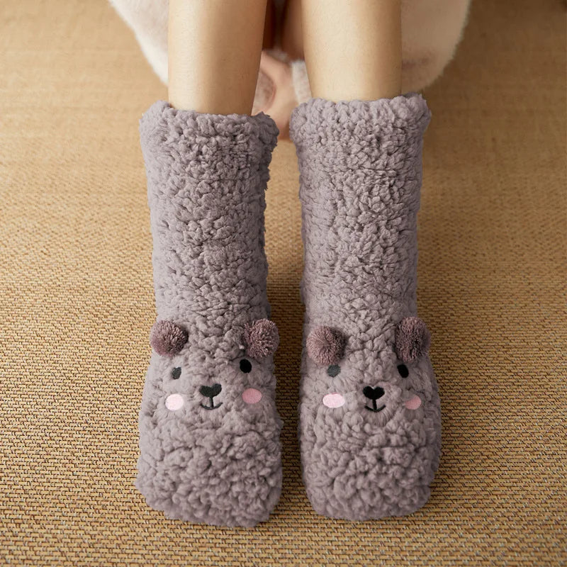 Cozy Kawaii Bear Fleece Socks for Warmth and Comfort