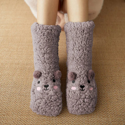 Cozy Kawaii Bear Fleece Socks for Warmth and Comfort