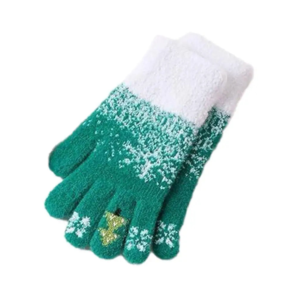 Cozy Festive Knit Fingerless Gloves with Soft Fleece Lining