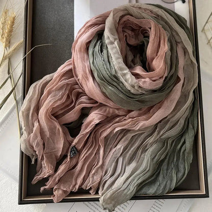 Soft Gradient Cotton Shawl for Women – Cozy Winter Scarf