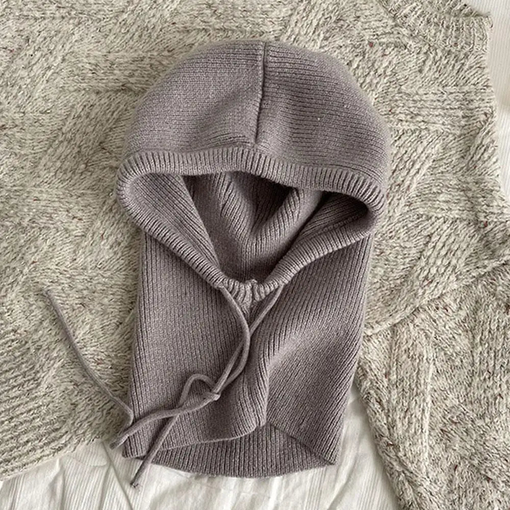 Cozy Knitted Hooded Balaclava with Neck Warmer