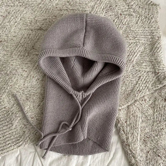 Cozy Knitted Hooded Balaclava with Neck Warmer