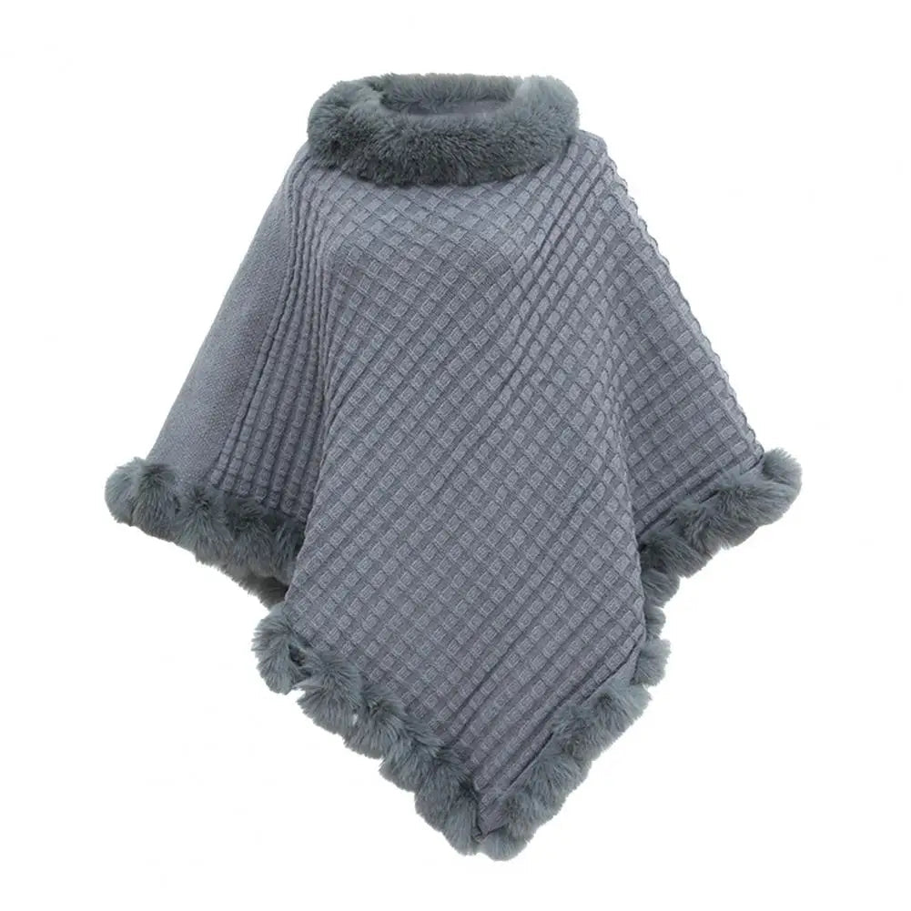 Luxurious Faux Fur Shawl Cloak for Women