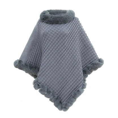 Luxurious Faux Fur Shawl Cloak for Women