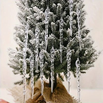 Glittering Icicle Ornament Set for Winter Holiday Decor
