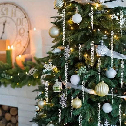 Glittering Icicle Ornament Set for Winter Holiday Decor