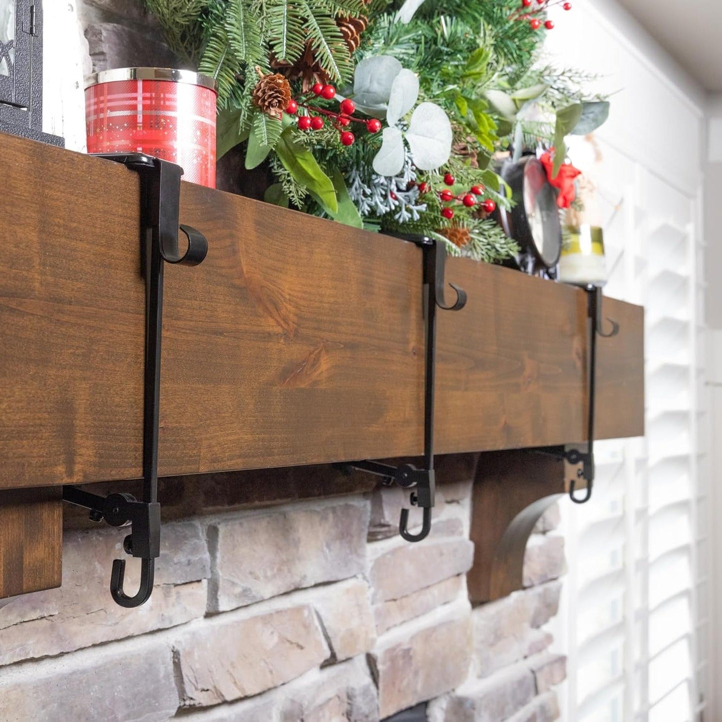 Premium Adjustable Fireplace Stocking and Garland Hanger Kit
