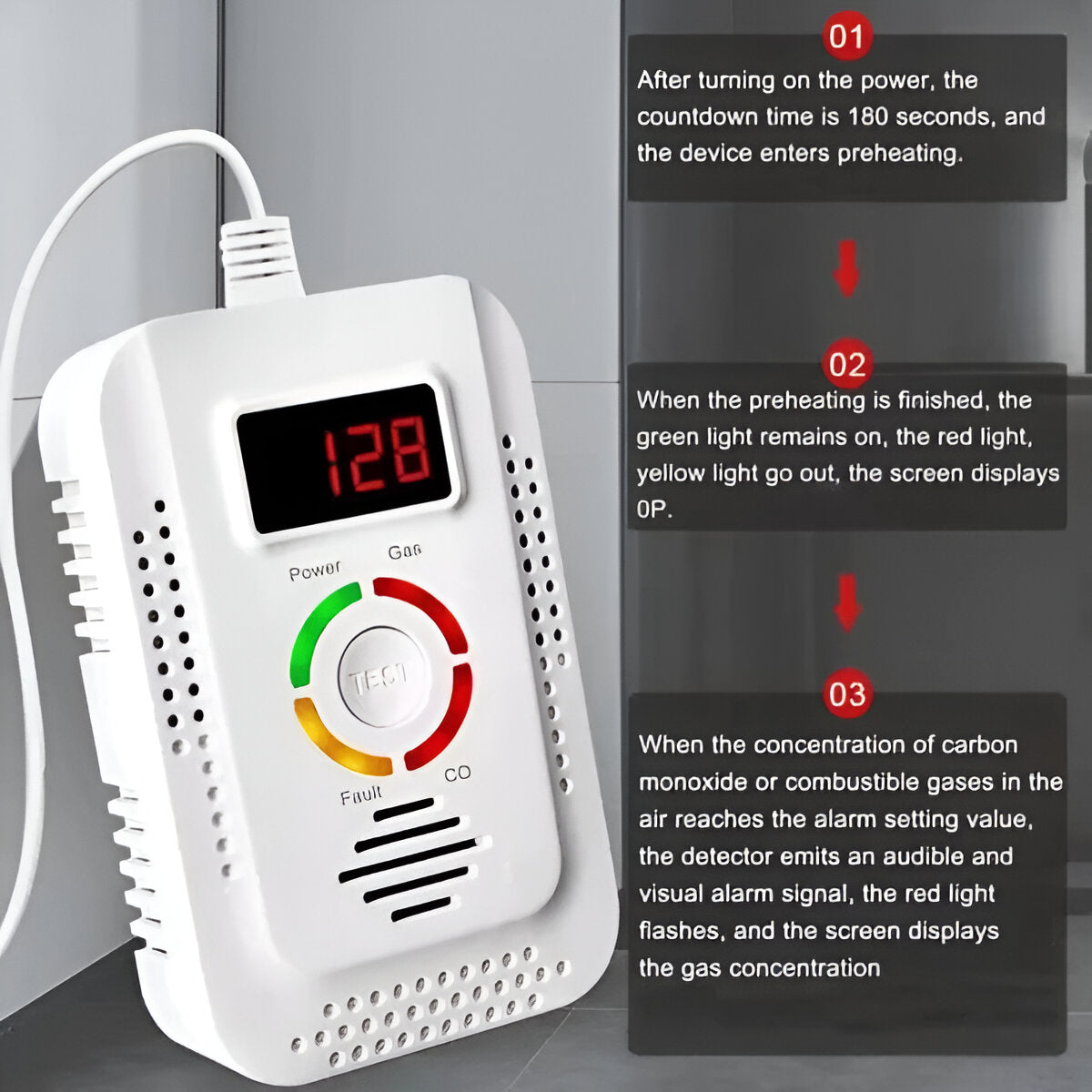 Plug-In Home Gas & Carbon Monoxide Detector