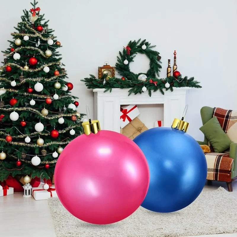 Inflatable Holiday Ball Ornament - Bright, Festive Yard Decor