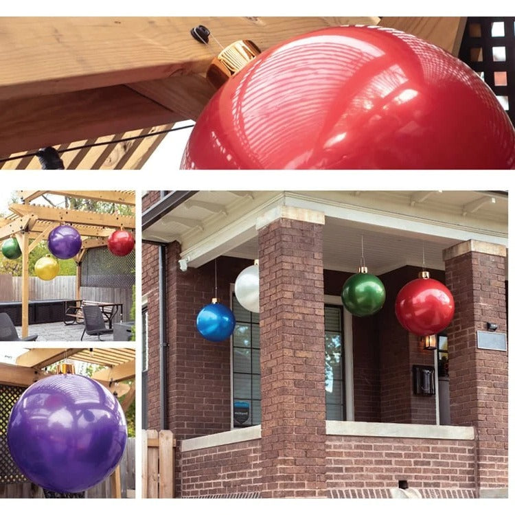 Inflatable Holiday Ball Ornament - Bright, Festive Yard Decor