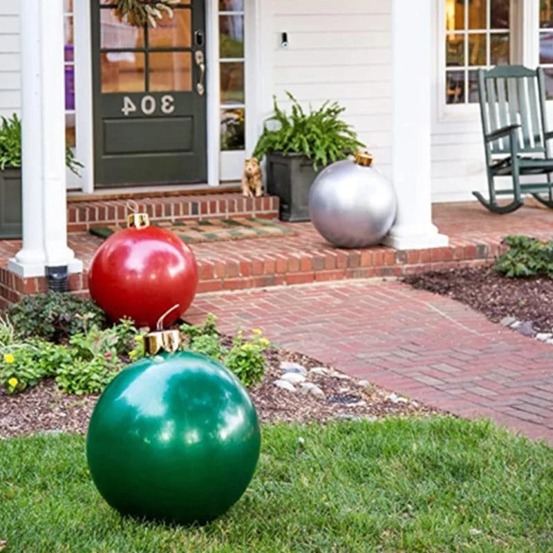 Inflatable Holiday Ball Ornament - Bright, Festive Yard Decor