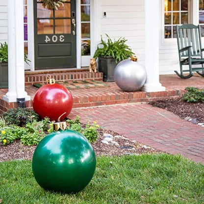 Inflatable Holiday Ball Ornament - Bright, Festive Yard Decor