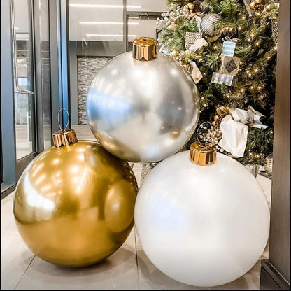 Inflatable Holiday Ball Ornament - Bright, Festive Yard Decor