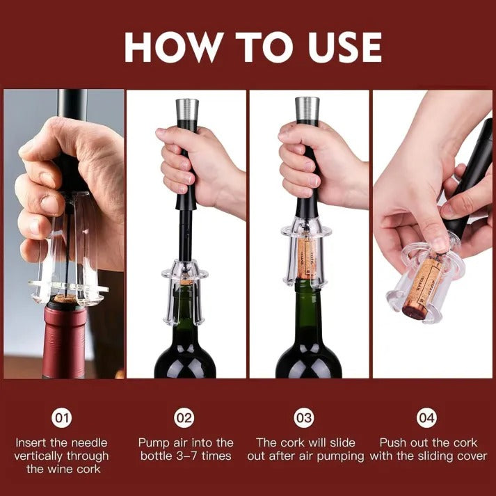 Effortless Air-Assist Wine Bottle Opener Set