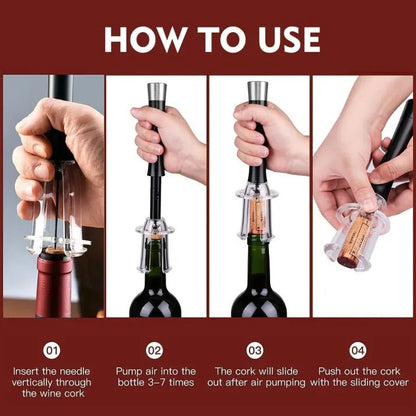 Effortless Air-Assist Wine Bottle Opener Set