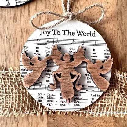 Elegant Nativity-Inspired Music Sheet Ornament Collection