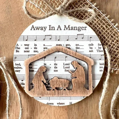 Elegant Nativity-Inspired Music Sheet Ornament Collection