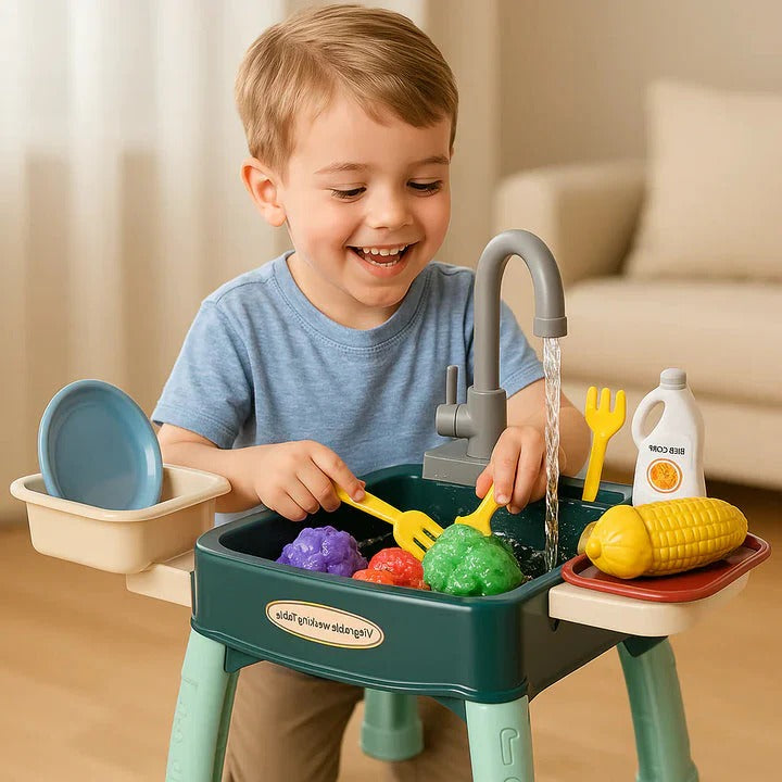 Kids' Deluxe Play Kitchen with Realistic Flowing Water Feature